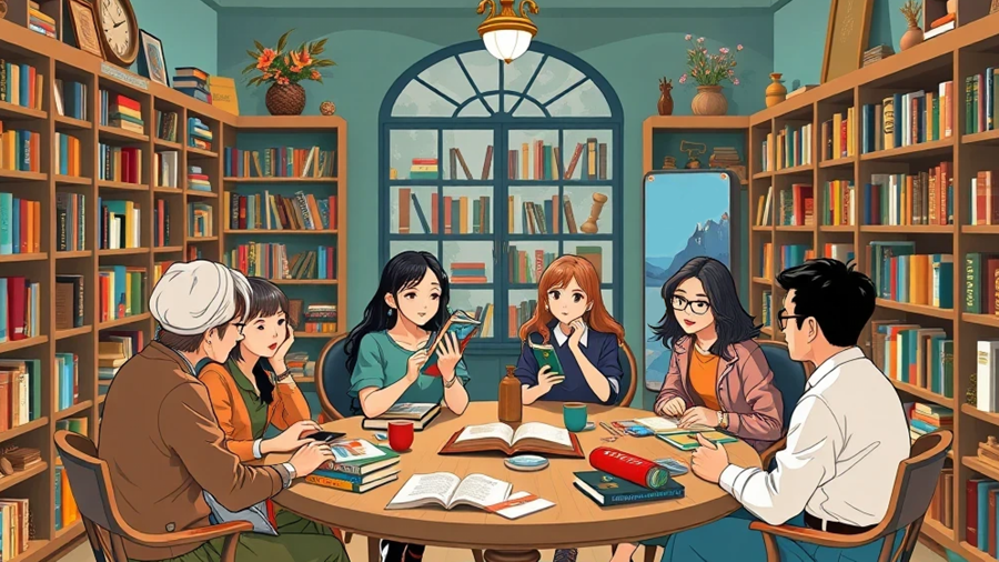 grupo de personas en un club del libro leyendo